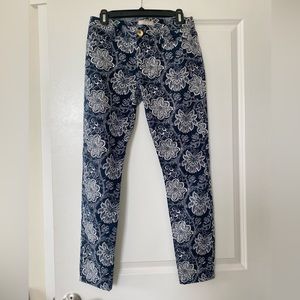 Women’s Banana Republic Blue Navy Floral Skinny Jeans - Size 27